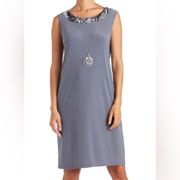 Women’s Formal Cocktail 2PC Jacket & Dress Size 10 P Gray Shift R&M RICHARDS NWT - Picture 6 of 6